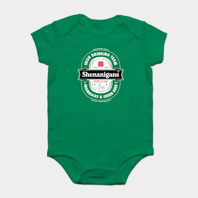 Saint Patrick's Day Shenanigans Beer Label Baby Bodysuit by vo_maria